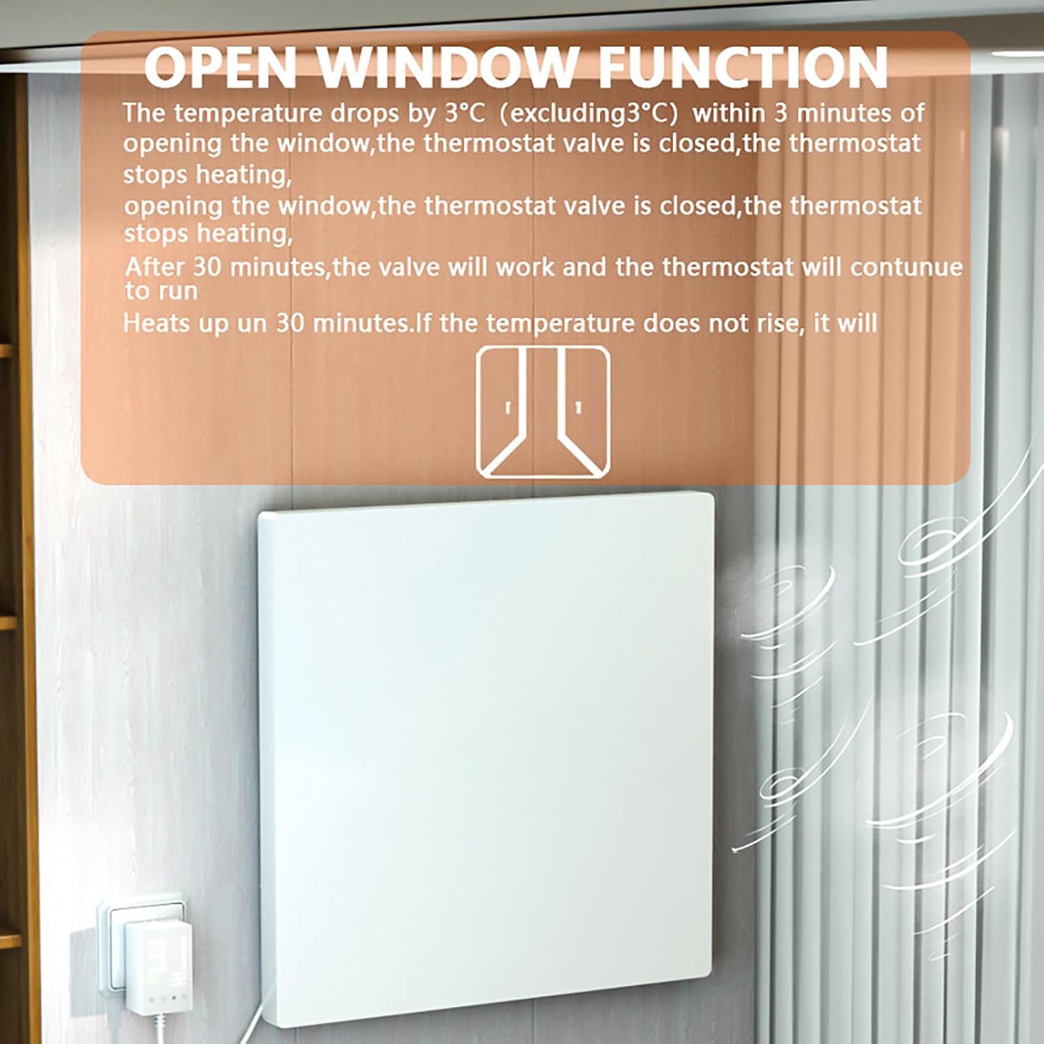 375W Wall-Mounted Electric Panel Heater with Thermostat 1
