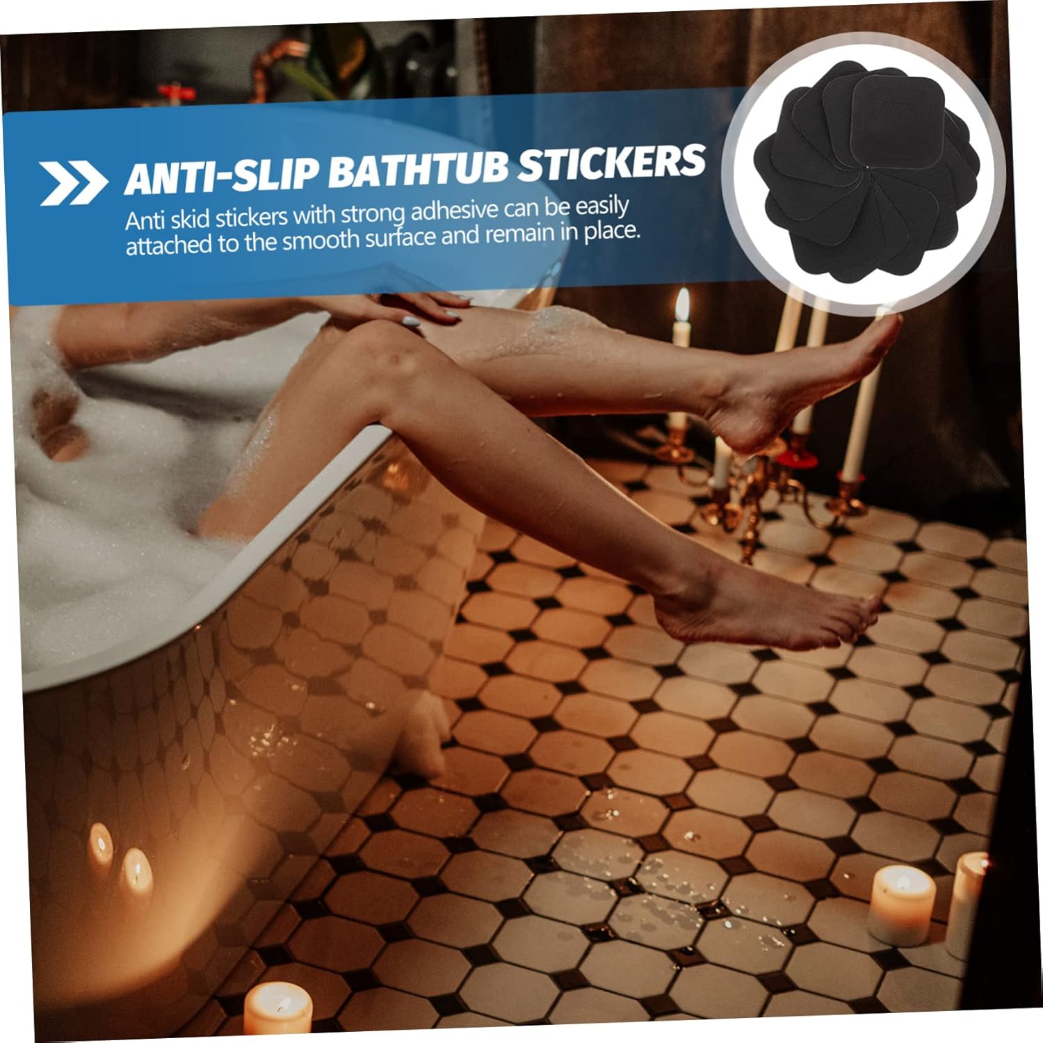 WOONEKY Non Slip Bath Mats with Strong Adhesive