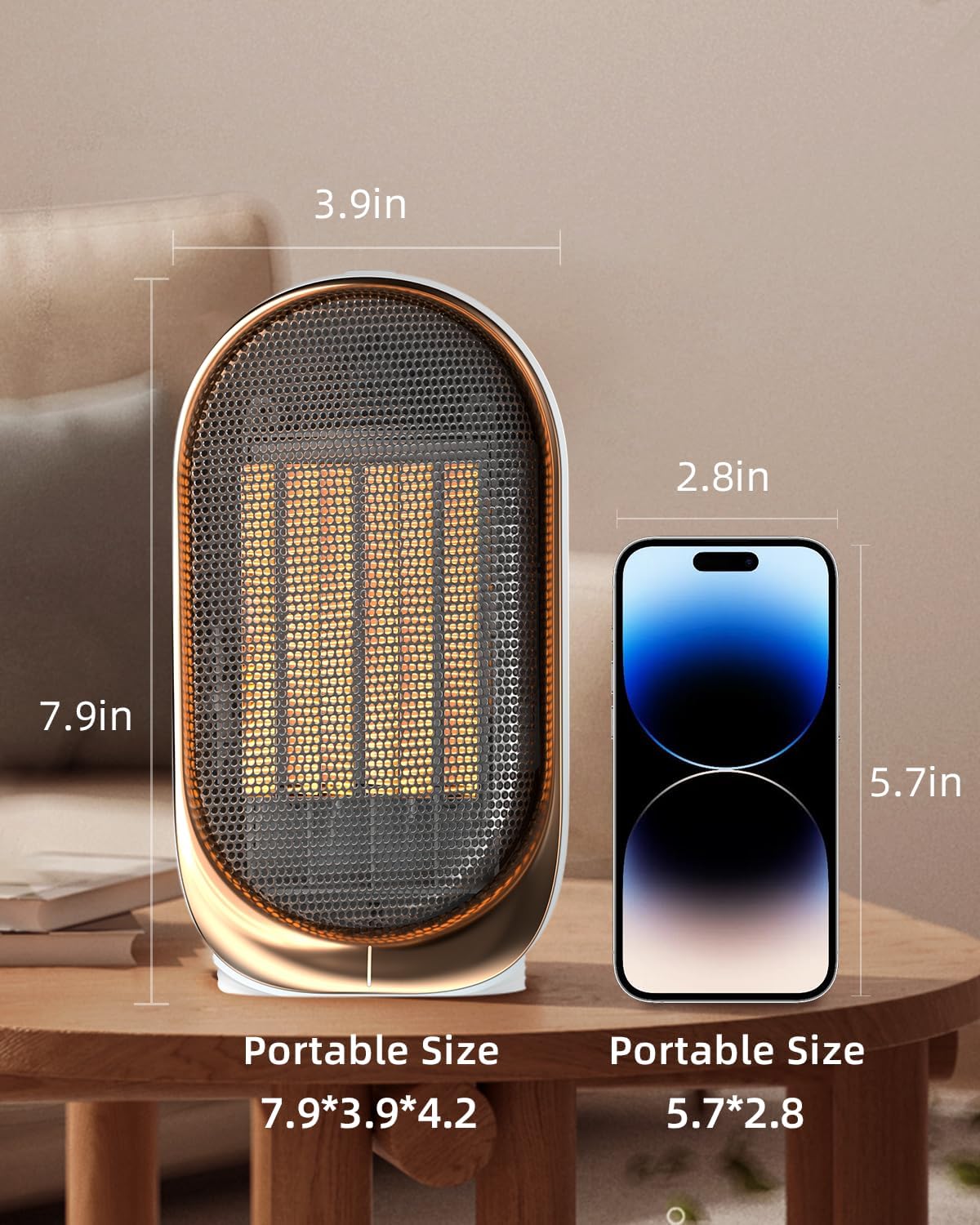 QQT 1000W PTC Ceramic Space Heater - Blue