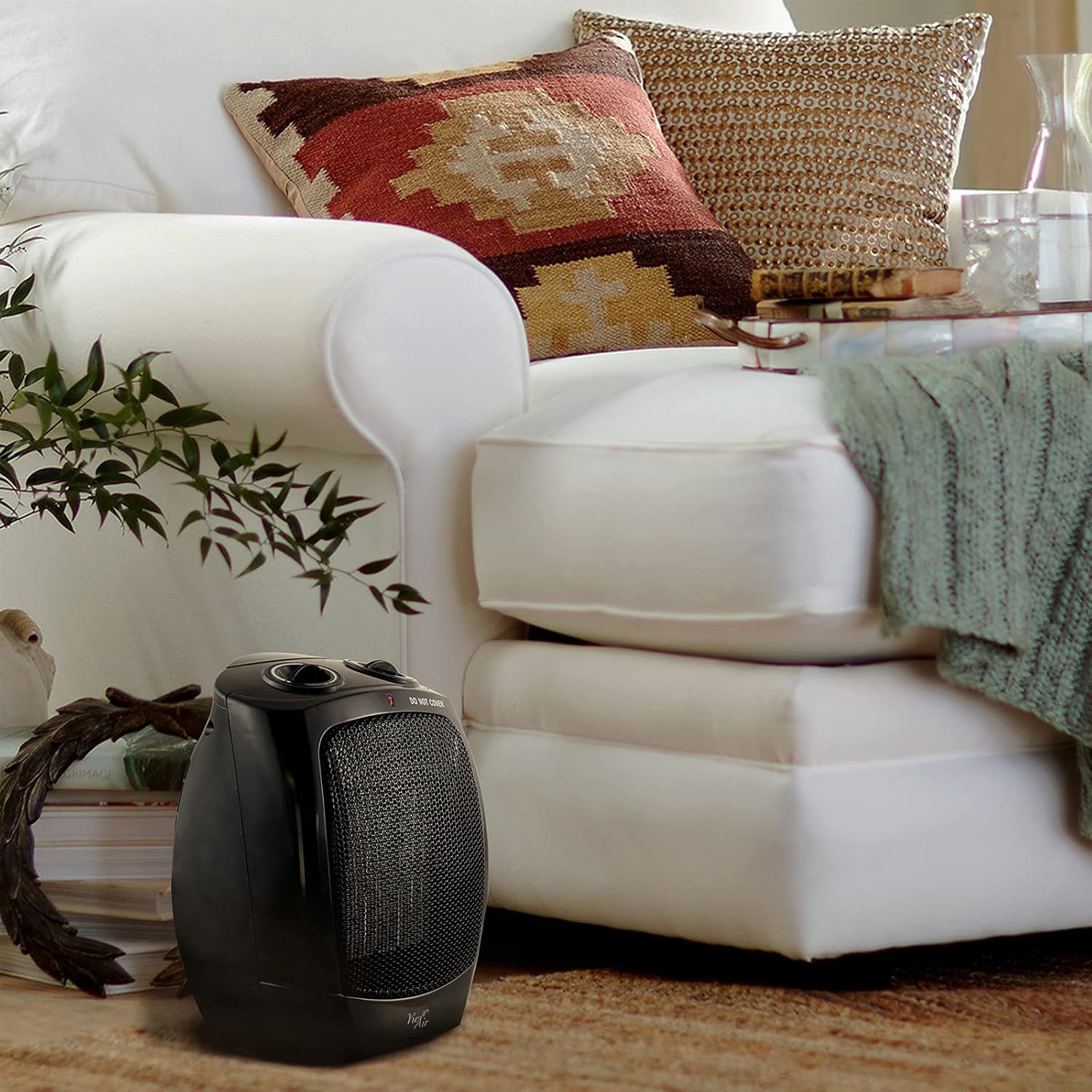 Vie Air Portable Ceramic Heater with 3 Settings and Adjustable Thermostat