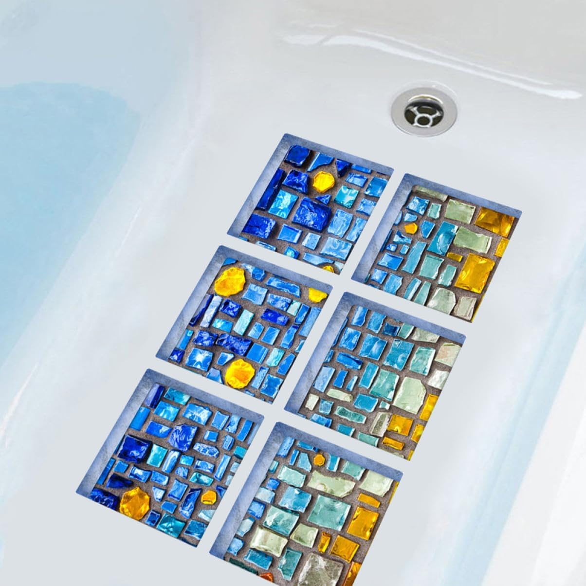 RORPOIR Bathtub Decals 3D Mosaic Non-Slip Set of 6