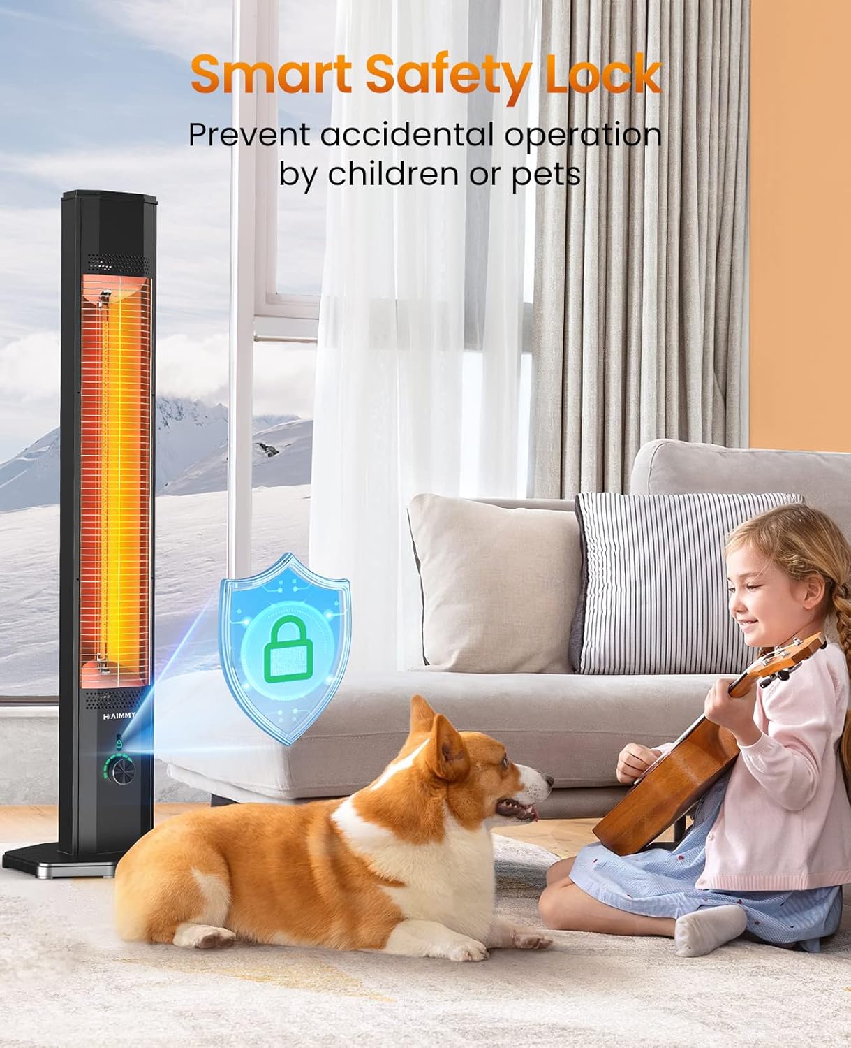 Haimmy 42in Infrared Heater with Remote and 9 Heat Levels