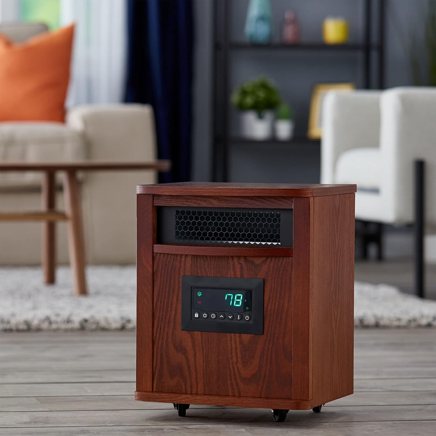Lifesmart 1500W Infrared Space Heater with 6 Elements Remote Casters Brown 3 Pack