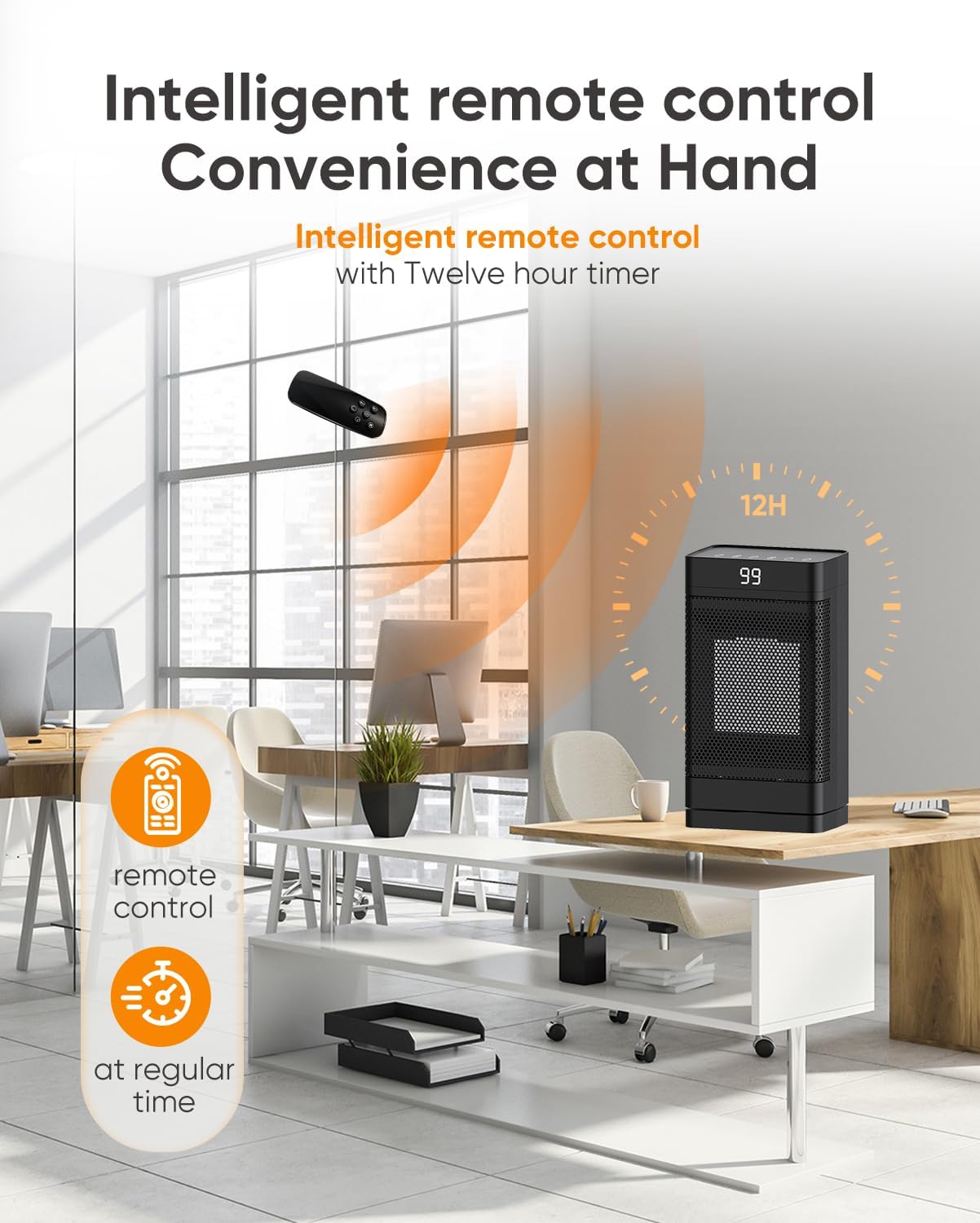 PGYIOO 1500W Space Heater with 12 PTC Ceramic Elements