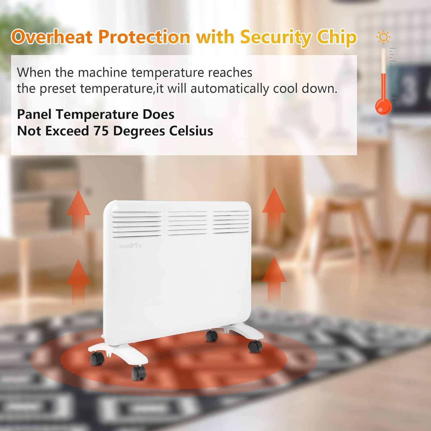 1000W Quiet Convection Heater Under Desk