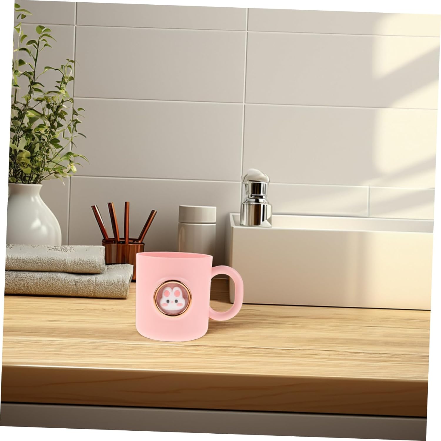 PartyKindom Cute Cartoon Animal Toothbrush Holder Cup with Handle