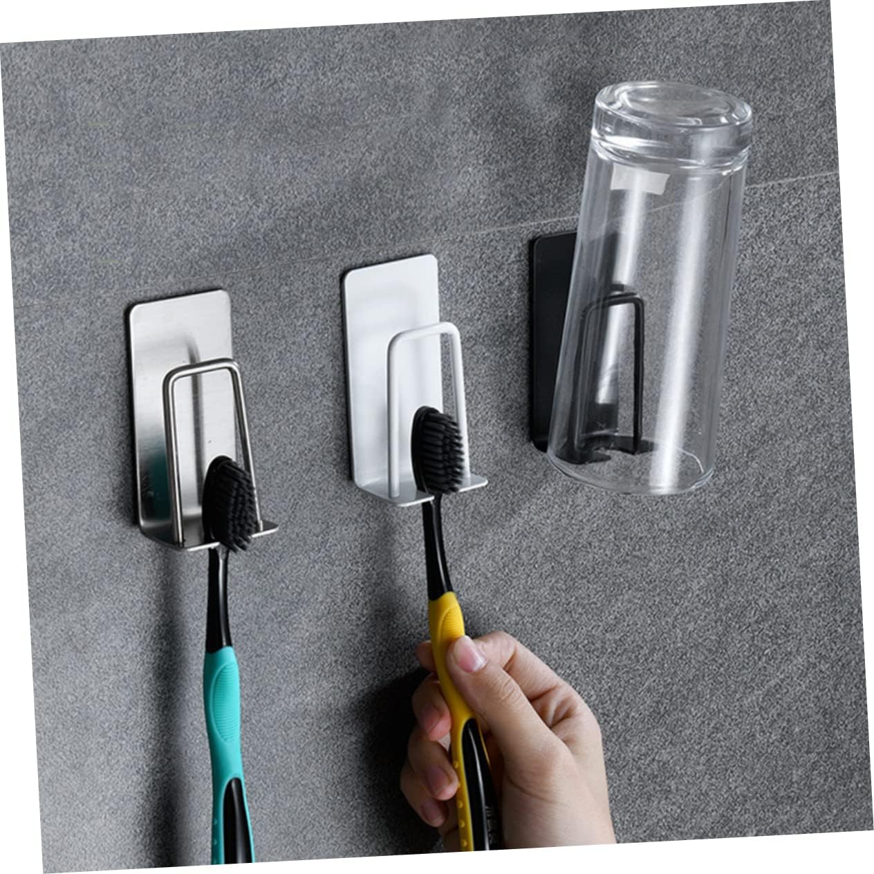 BEBEMOKO 2Pc Wall-Mounted Toothbrush Holder Set