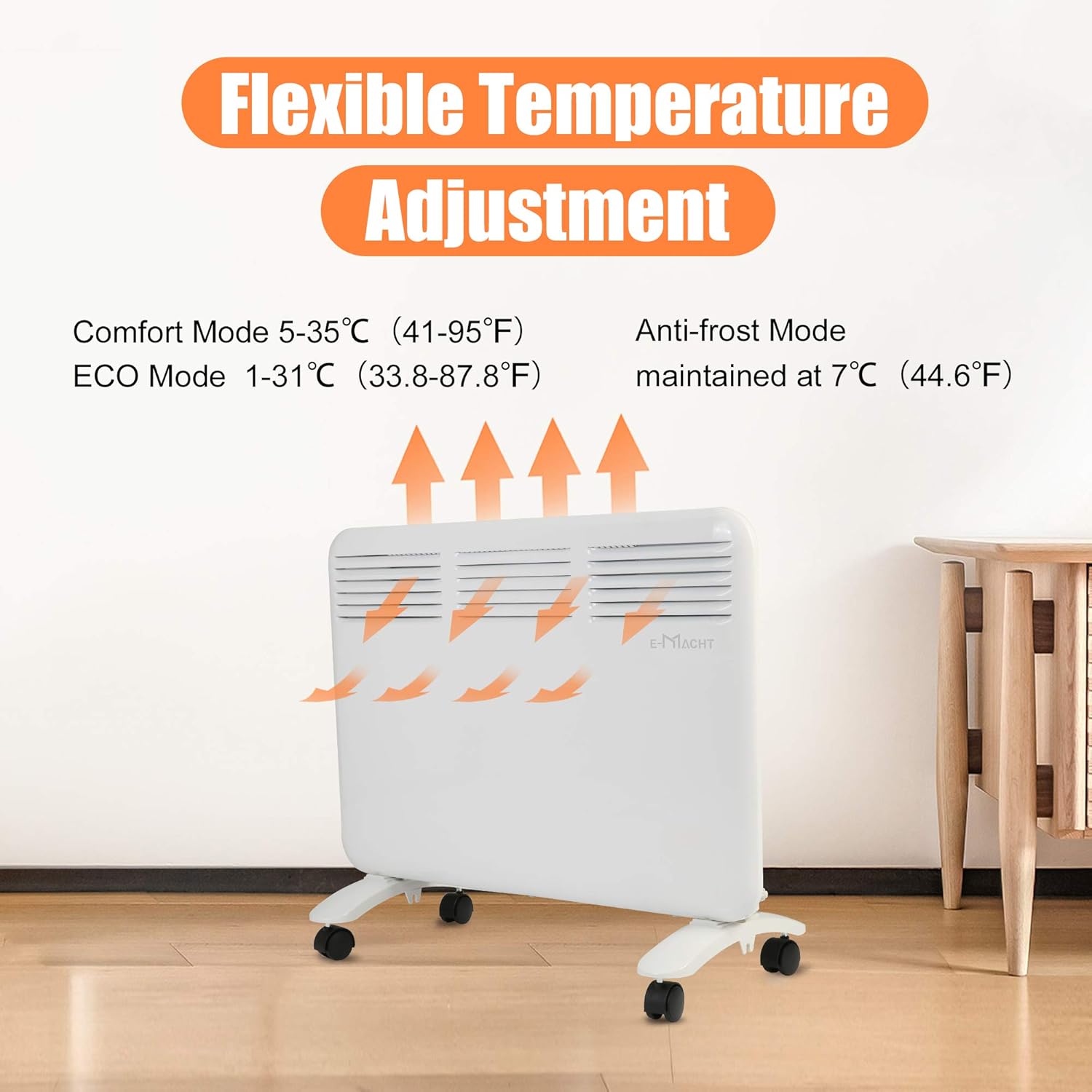 Vilobos Electric Heater with Quiet Operation and Adjustable Thermostat