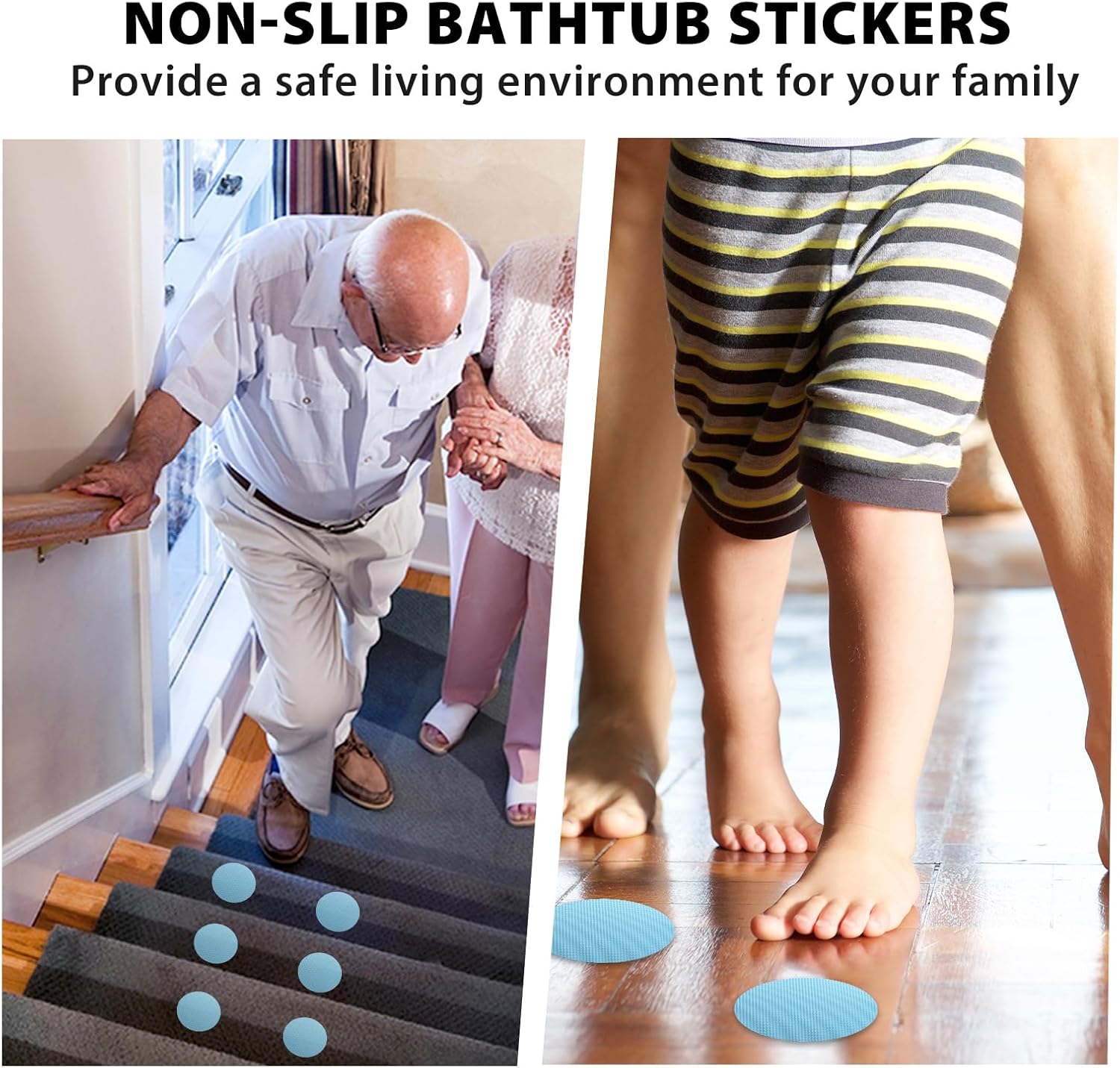 24 PCS Non Slip Bathtub Stickers Blue Round Anti Slip Decals