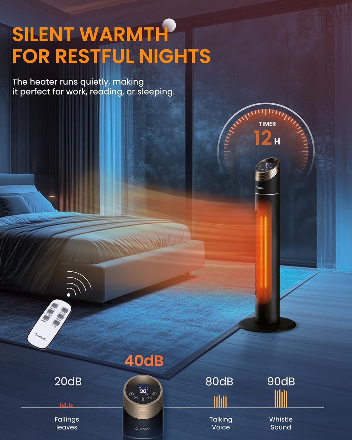 G-Ocean 34 Space Heater with Remote and 12H Timer