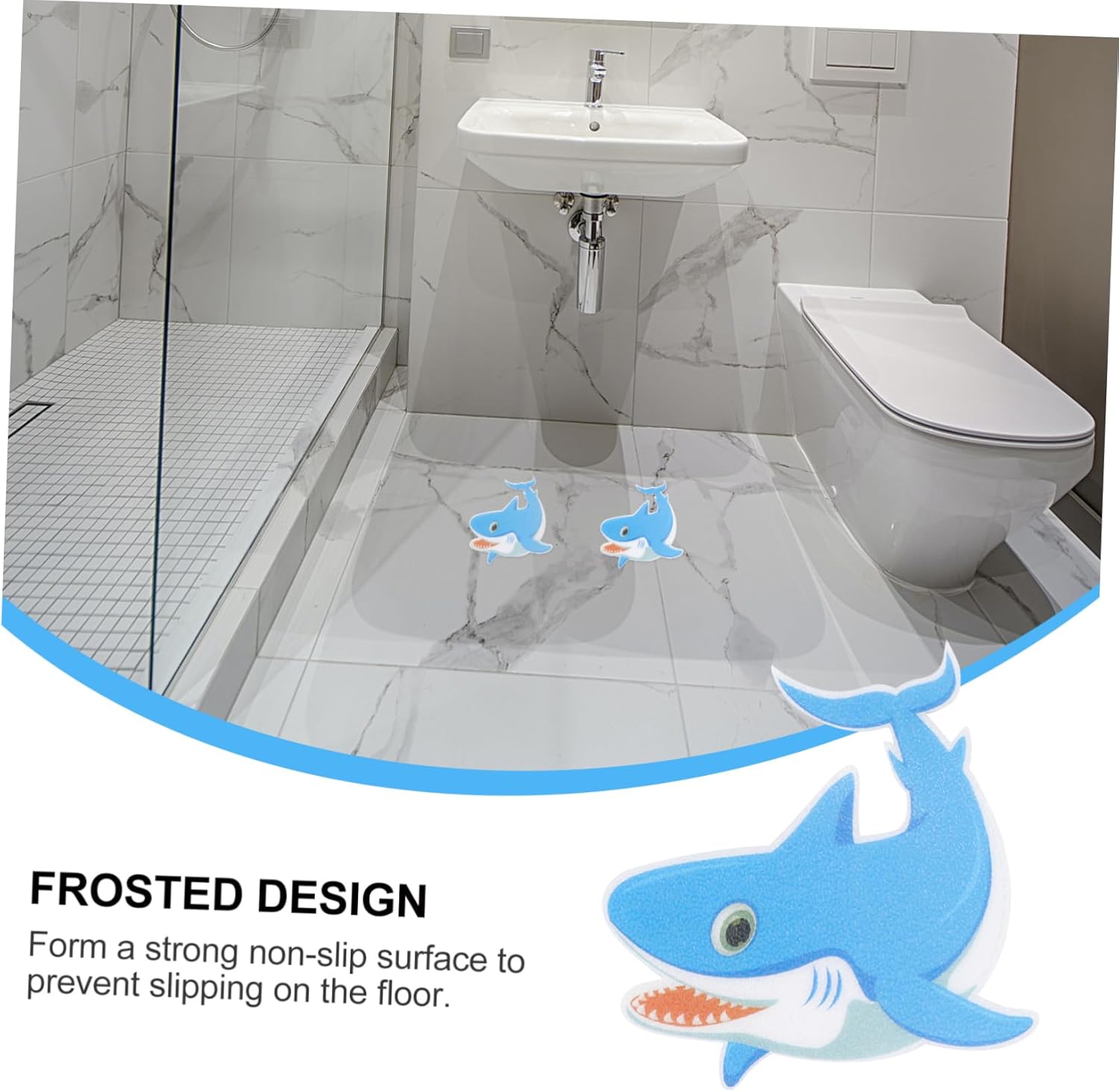 HAKIDZEL 5Pcs Shark Shape Non-Slip Adhesive Bathroom Decals