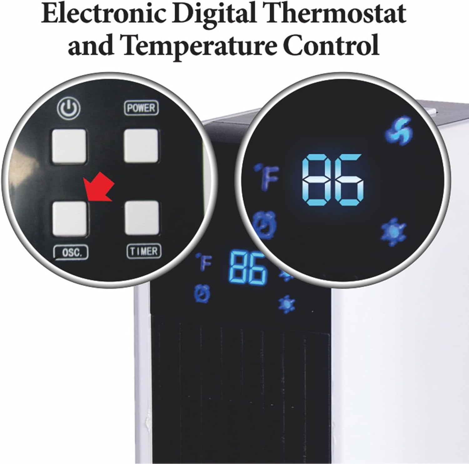 Optimus H-7319 17 Inch Oscillating Tower Heater with Remote