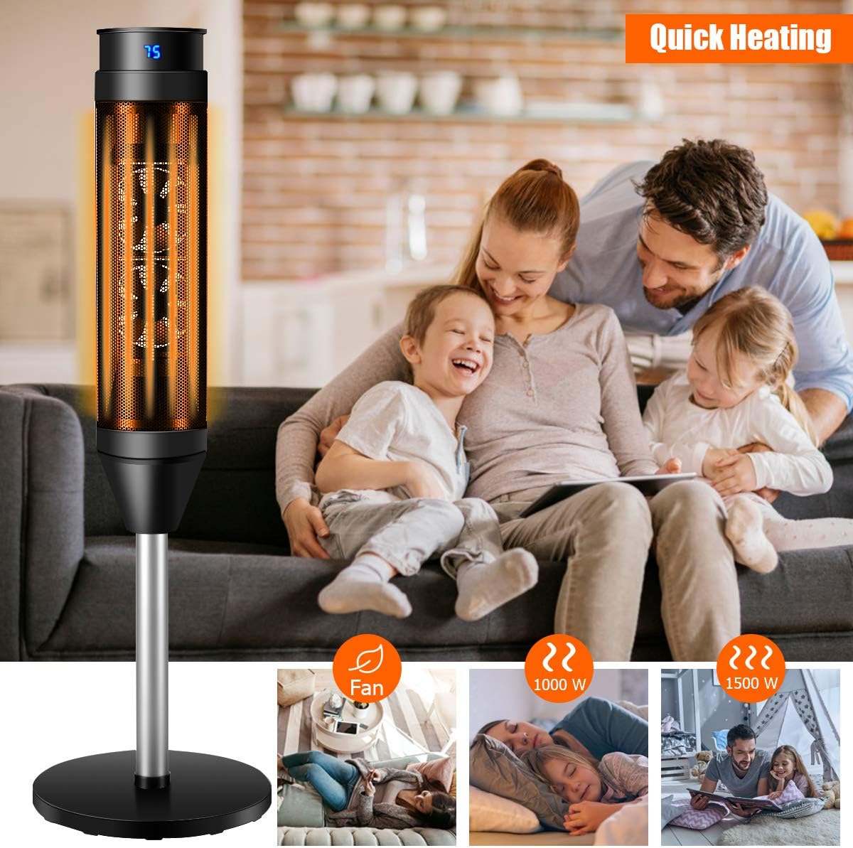 GOFLAME Oscillating Ceramic Space Heater with Remote Control