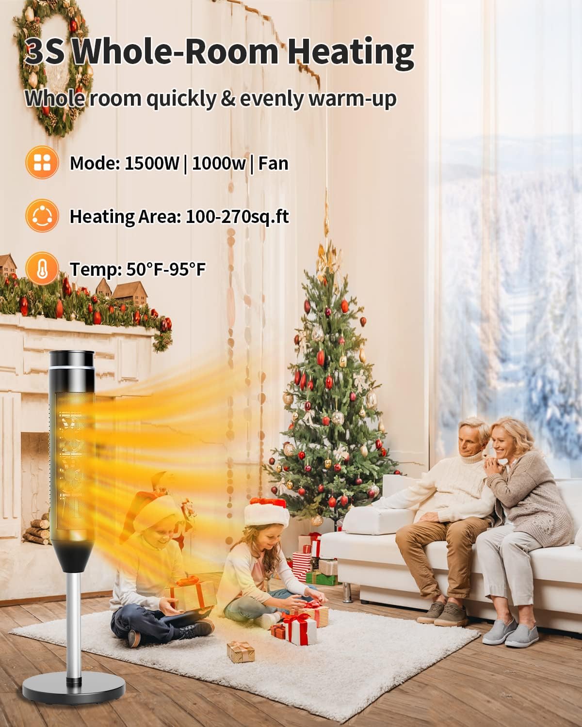 ARLIME 1500W Ceramic Space Heater with Thermostat and Oscillation