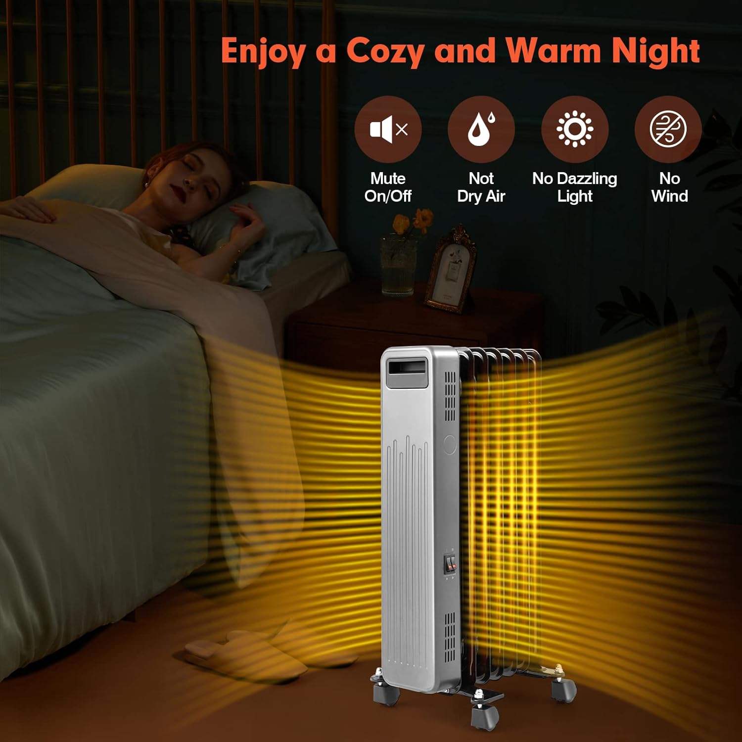 PETSITE Oil Filled Radiator Heater 1500W Black
