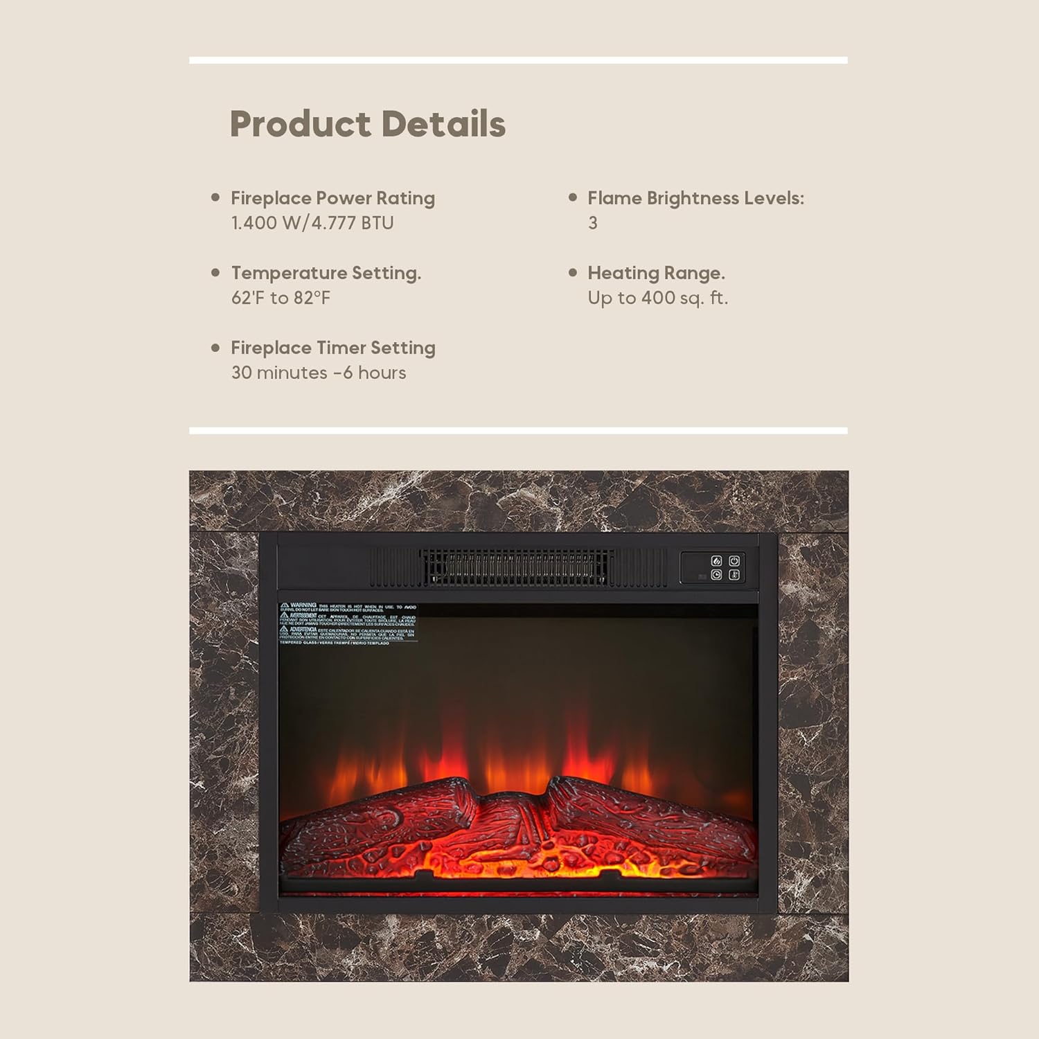 43 Electric Fireplace with Mantel and TV Stand