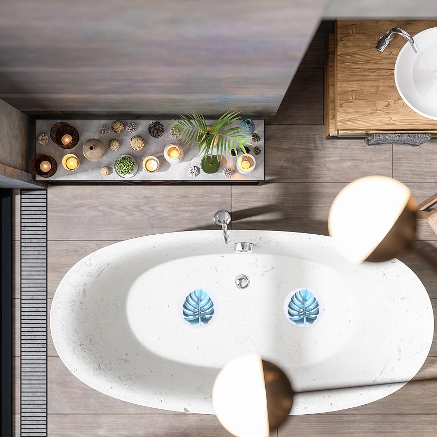 Ciieeo Non-Slip Bathtub Stickers with Green Leaf Design