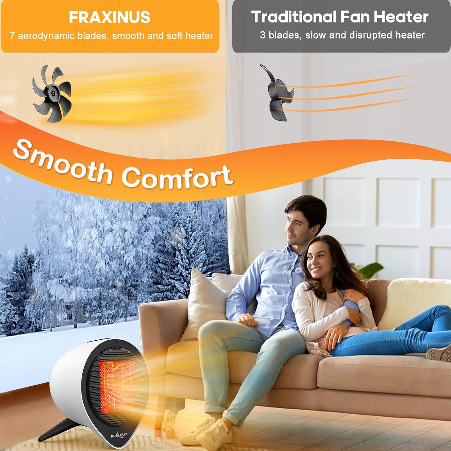 Fraxinus 1500W Ceramic Heater with 15H Timer and Safety Features