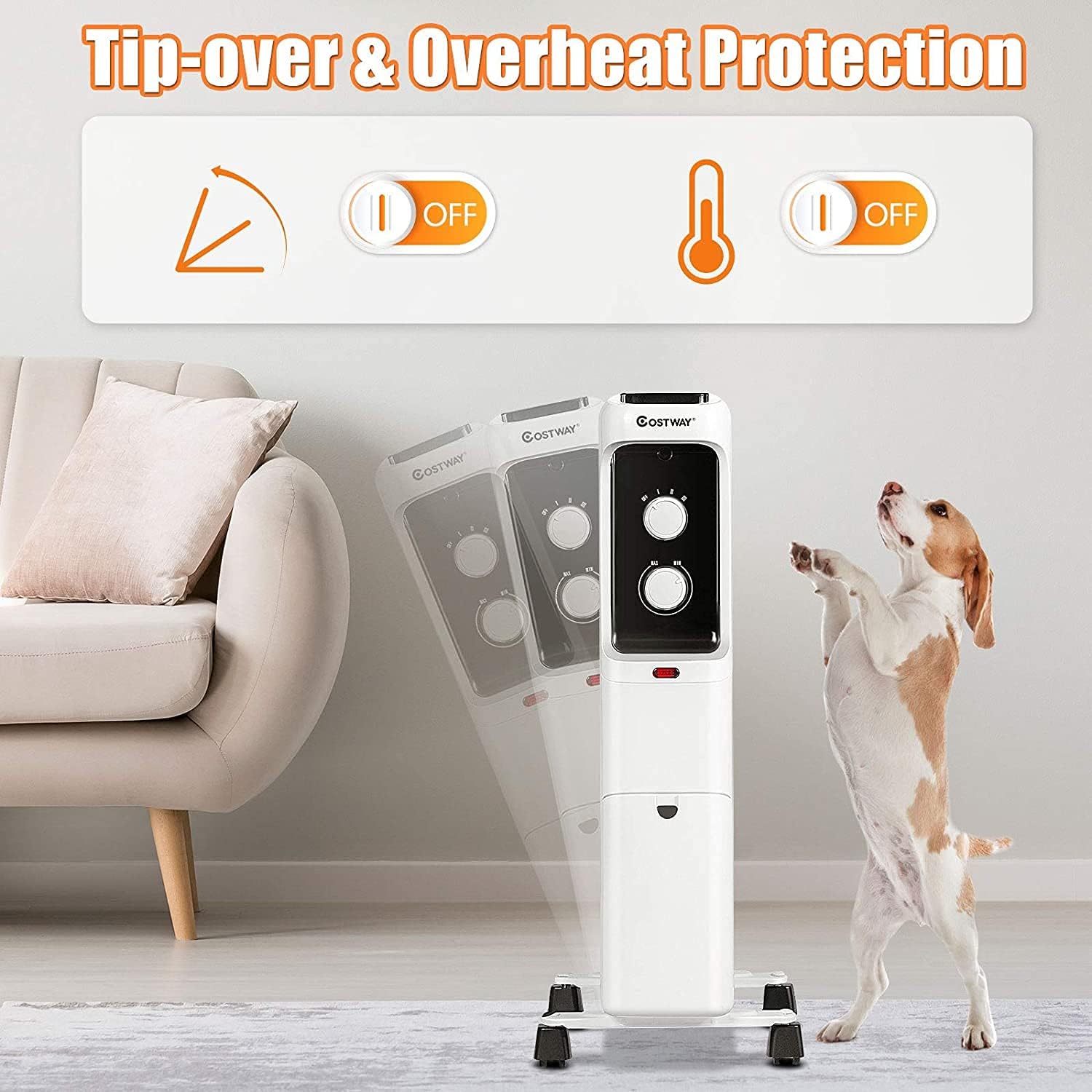 Fantask Oil Filled Radiator Heater with 3 Modes and Safety Features