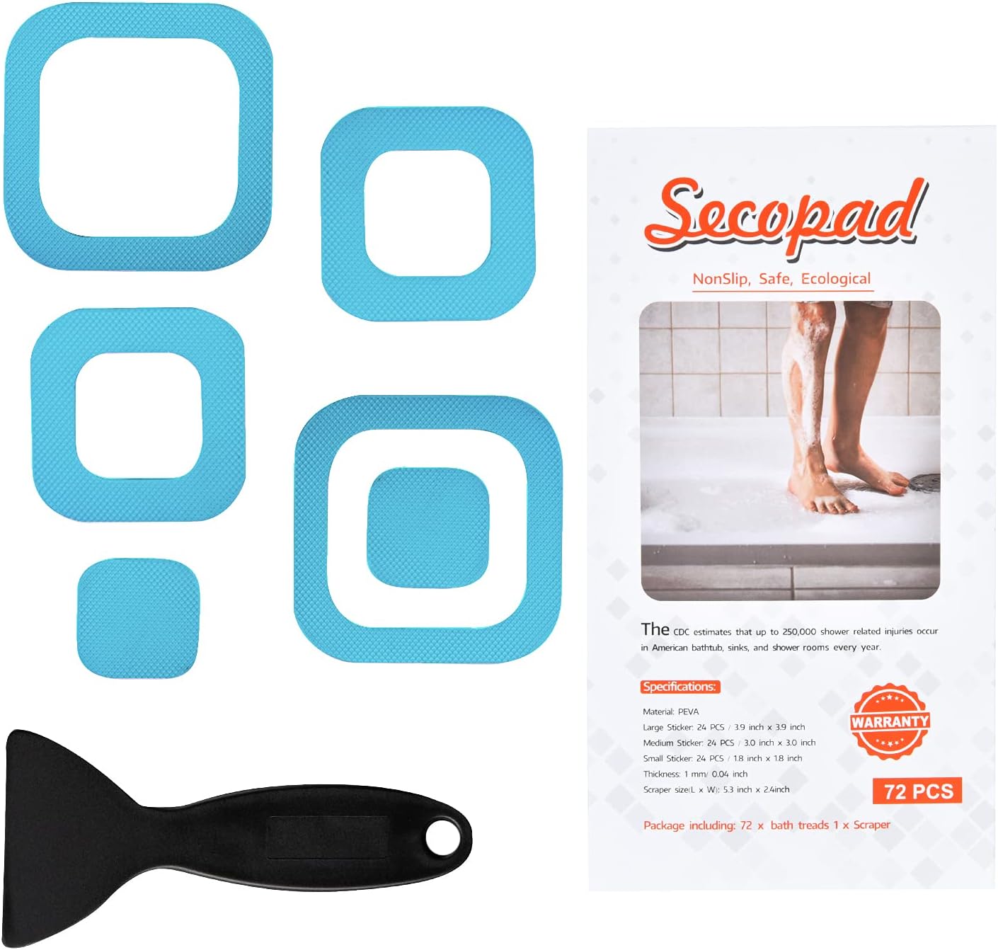 Non-Slip Bathtub Stickers with 36 PCS and Scraper