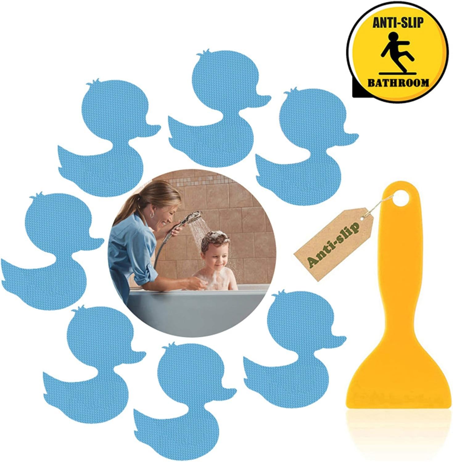 Jesscasday 12pcs Anti-Slip Bathtub Duck Stickers