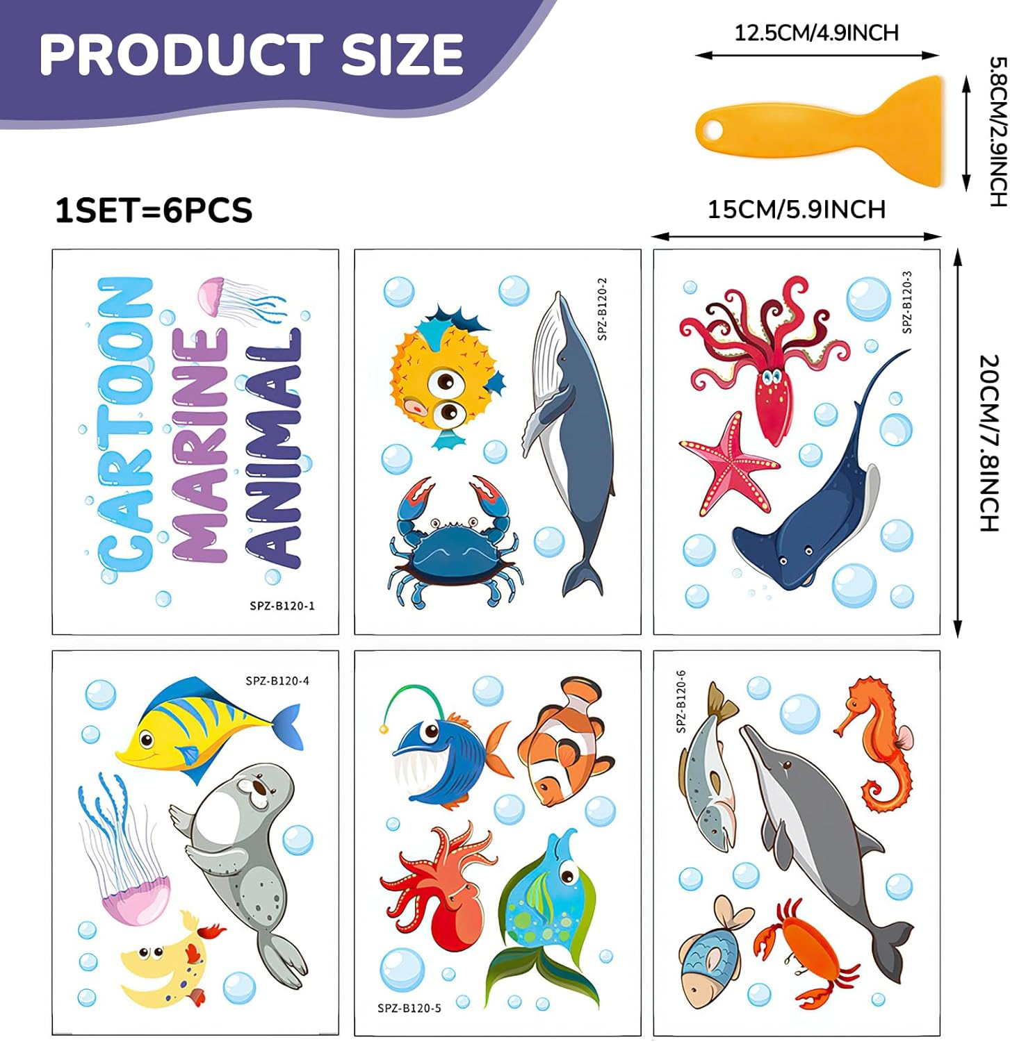 Non-Slip Bathtub Stickers with Sea Animals for Kids
