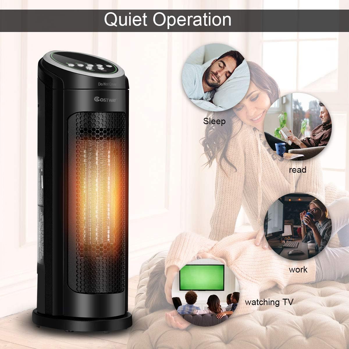 COSTWAY 1500W Oscillating Infrared Heater with Remote and Timer 1