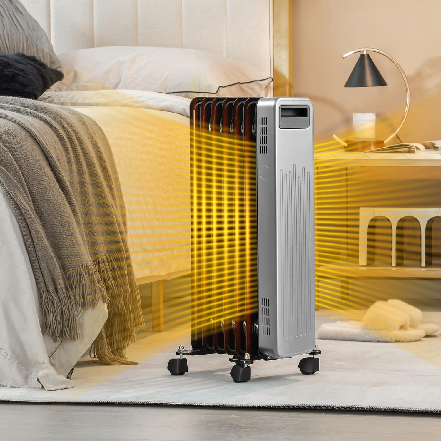 PETSITE Oil Filled Radiator Heater 1500W Black