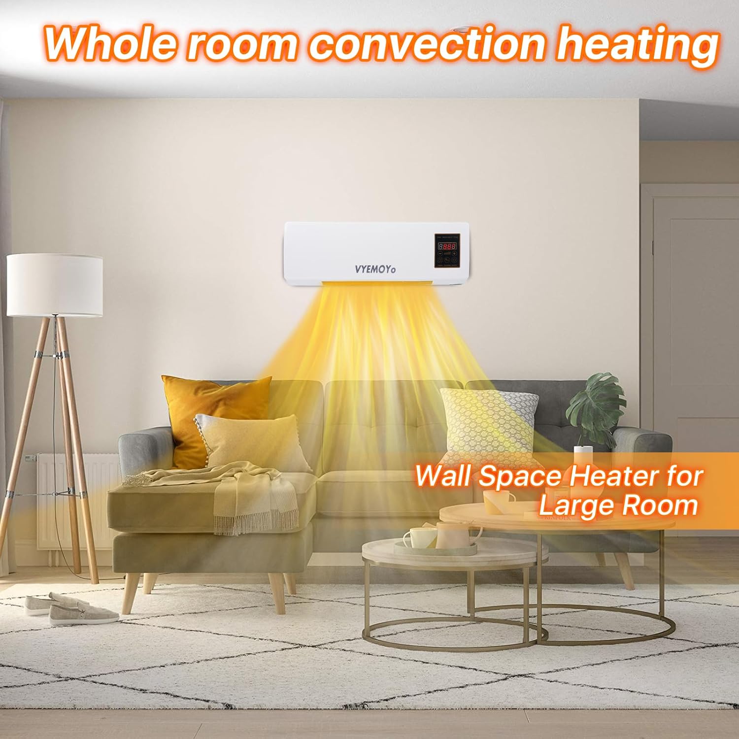 VYEMOYo Wall Heater with 1400W Fast Heating and 6H Timer