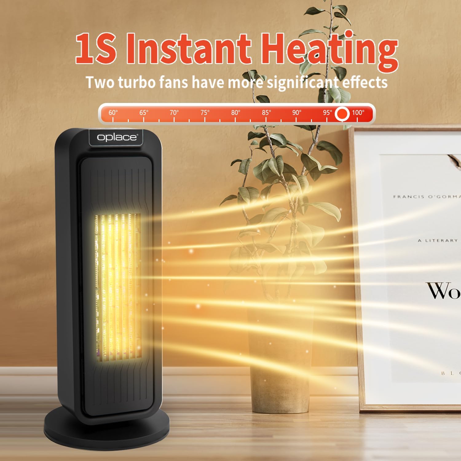 1500W Tower Heater with Remote Control and Thermostat