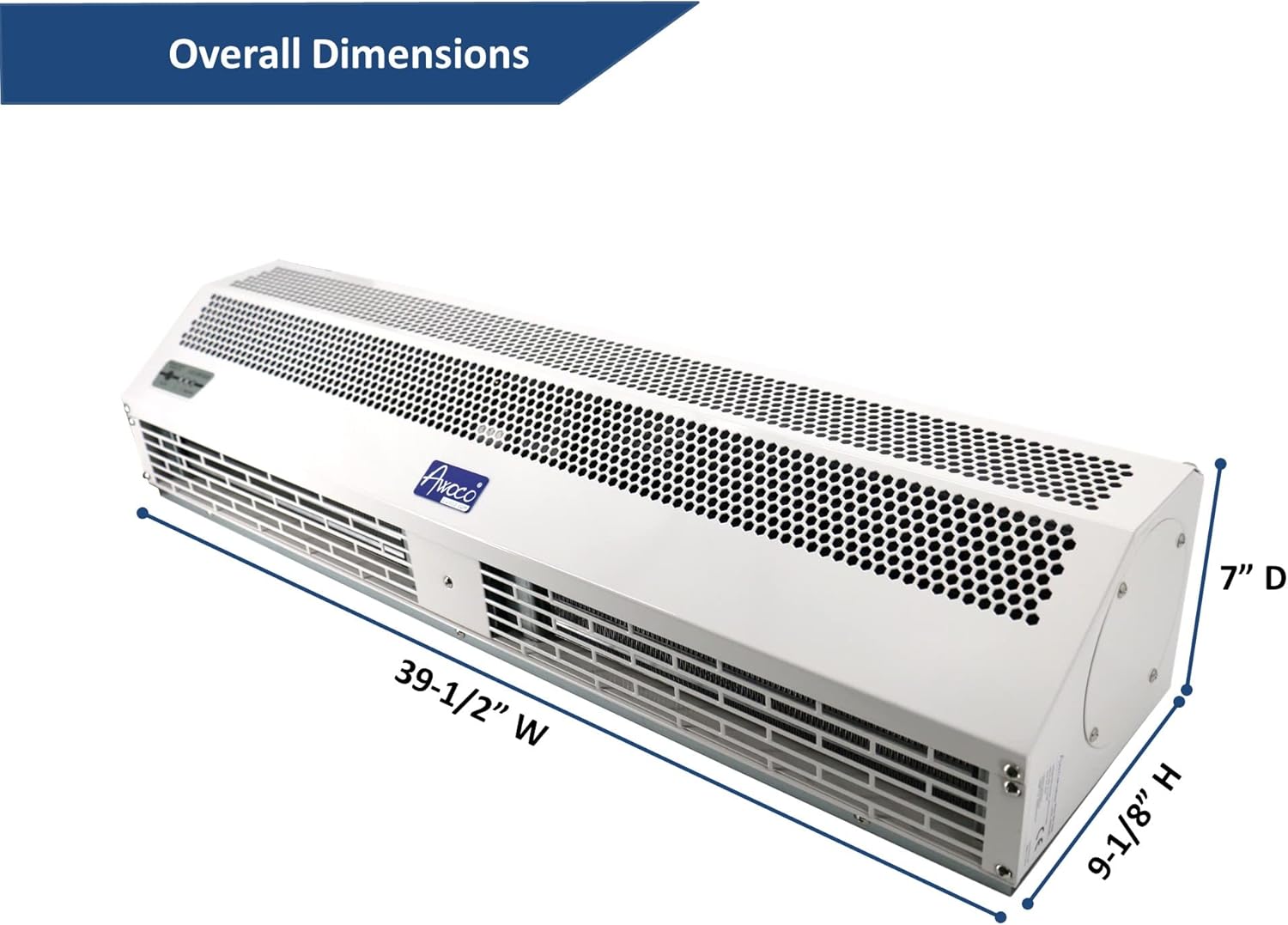 Awoco 40 Inch Heated Air Curtain with 2 Speeds and Remote Control