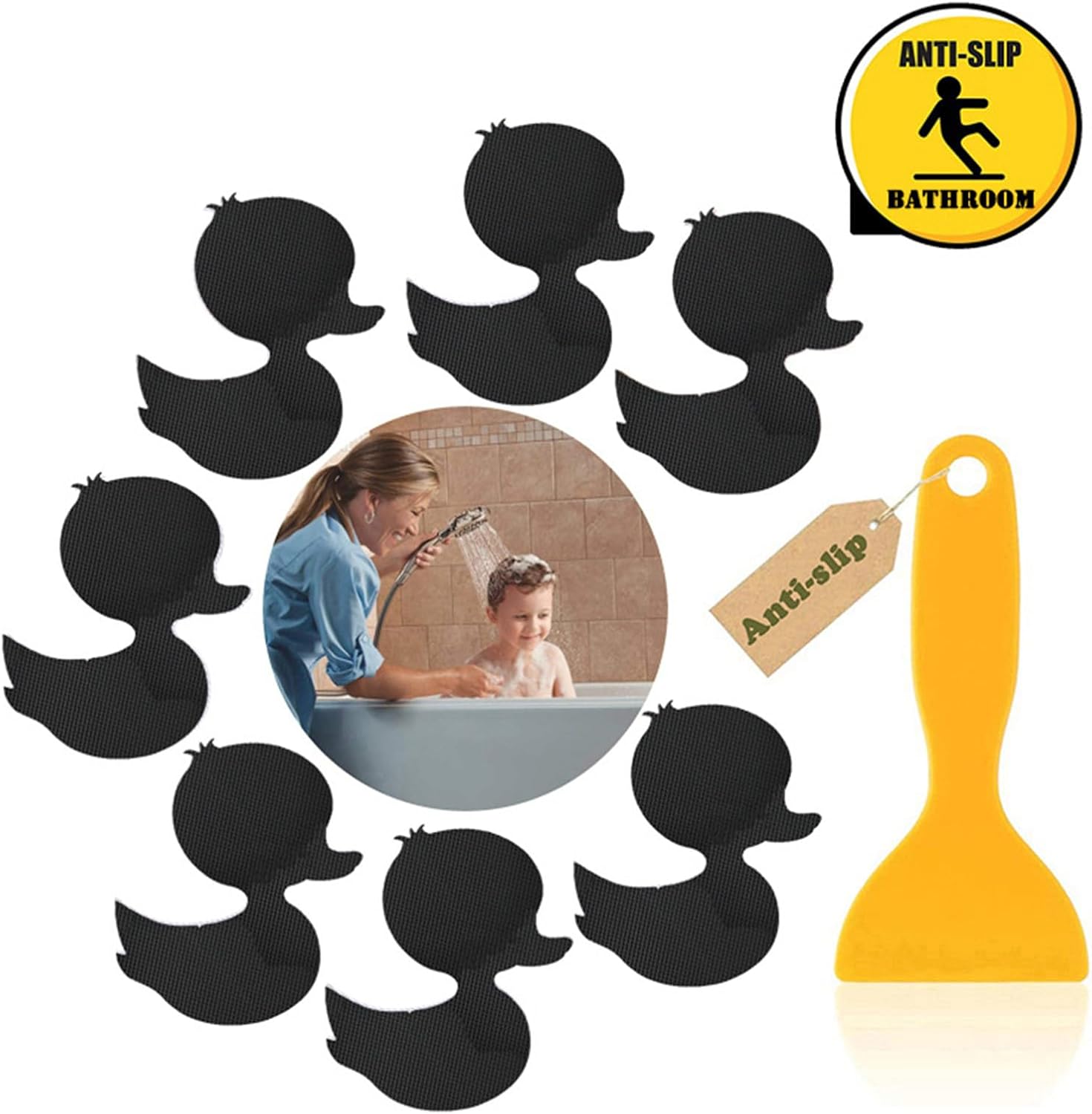Jesscasday 12pcs Anti-Slip Bathtub Duck Stickers