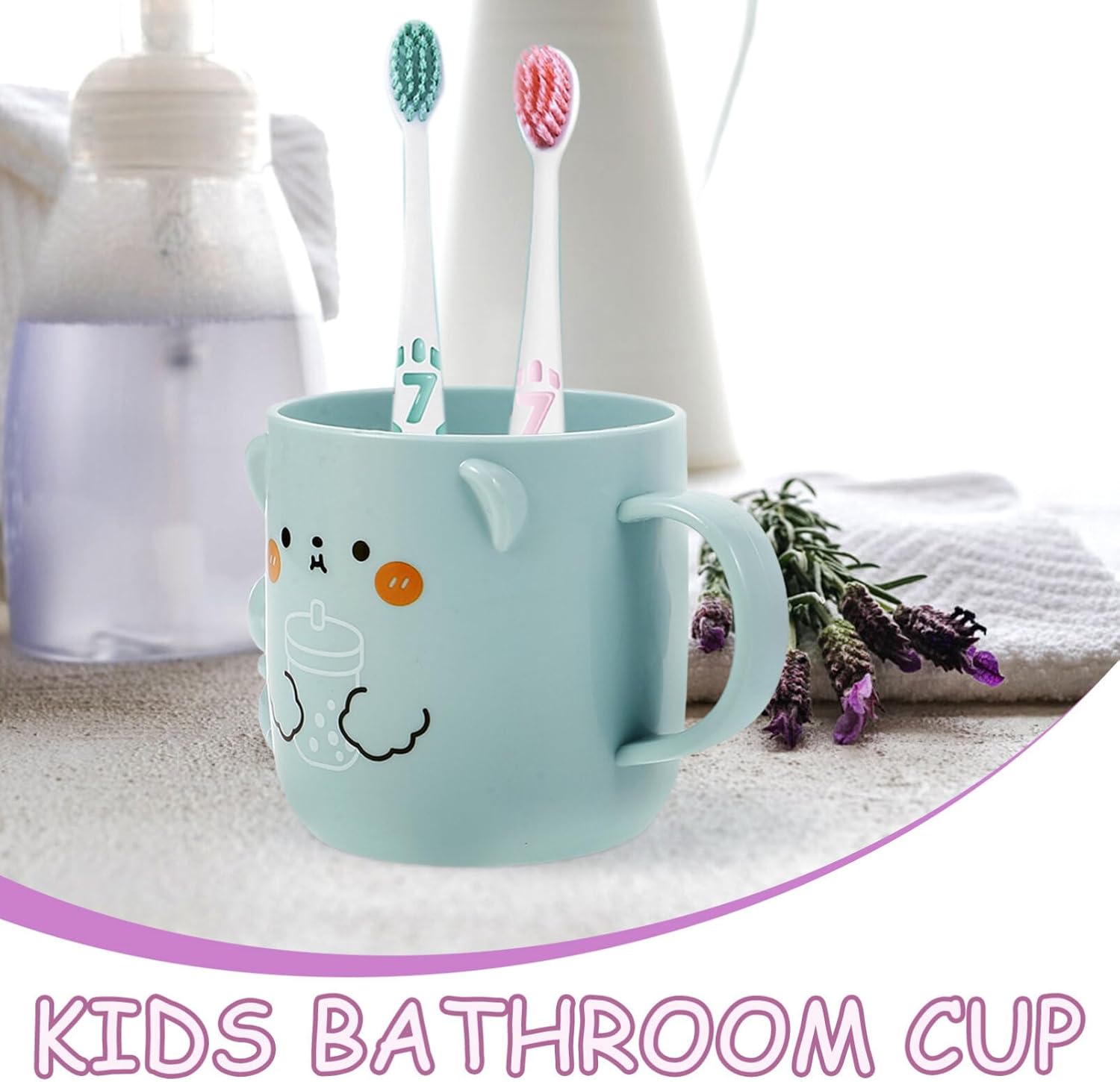 Cute Cartoon Plastic Toothbrush Cups 2 Pcs Reusable