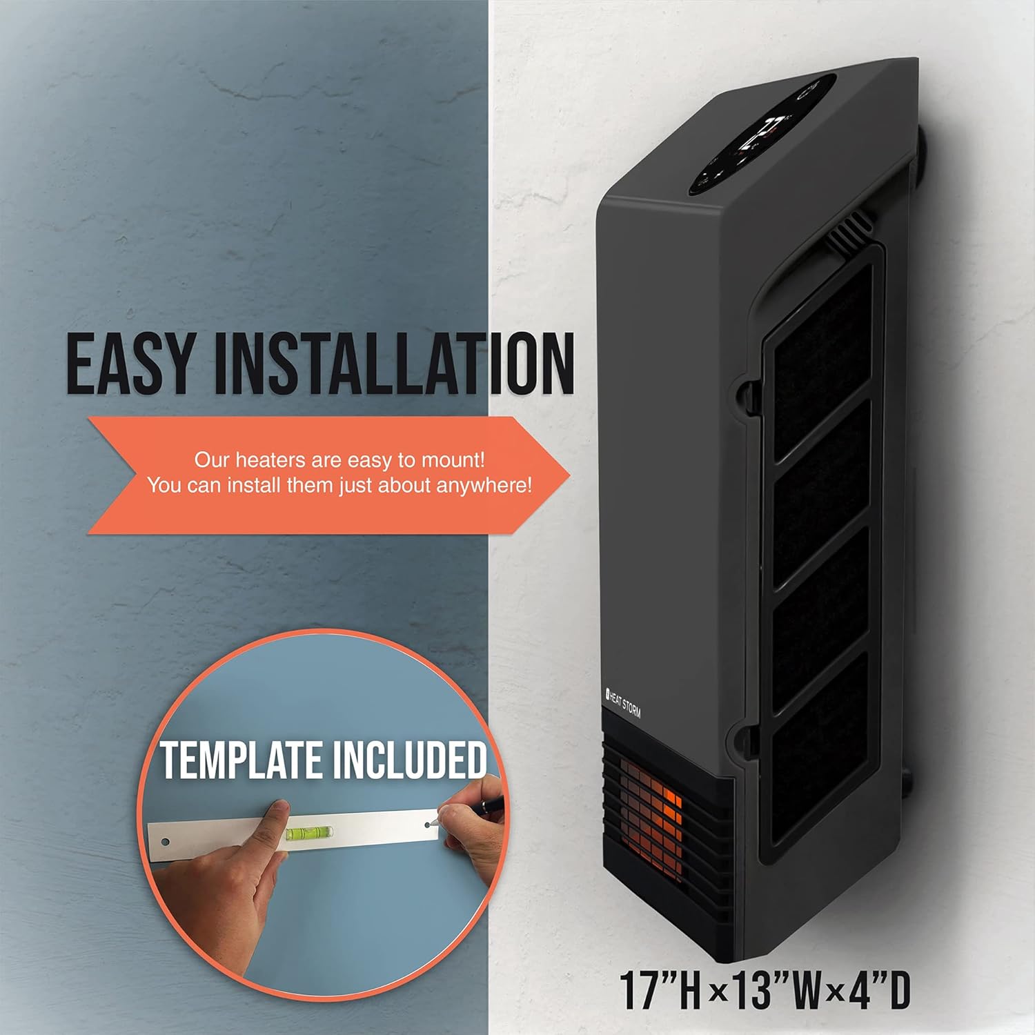 Heat Storm Wall Mount Gray 1000W Indoor Heater
