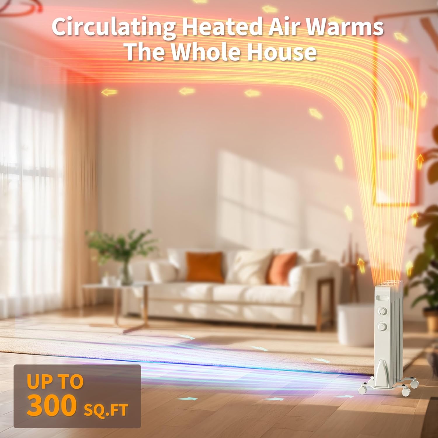 Fierscial 800W Electric Wall Heater Fan-Less Quiet Convection Heating