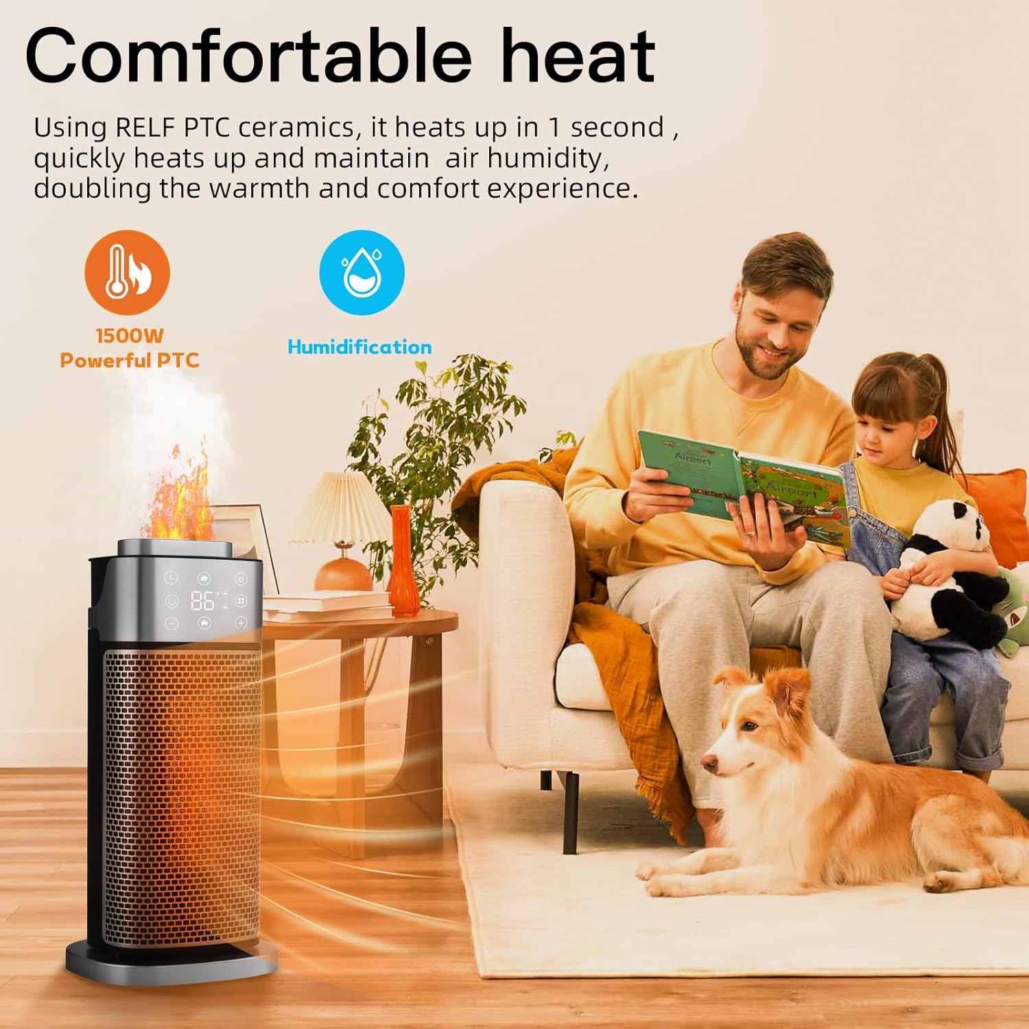 RELF 1500W PTC Ceramic Space Heater with Humidifier