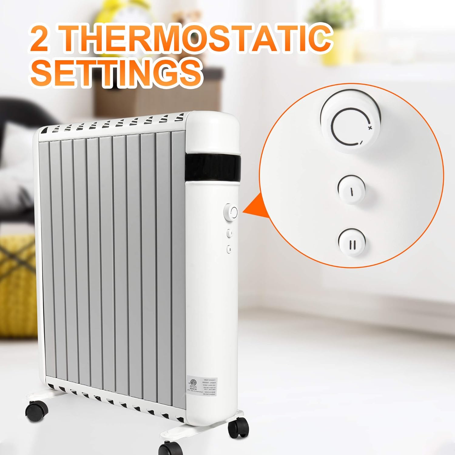 E-Macht 1500W Electric Space Heater with Dual Safety and Adjustable Temperature