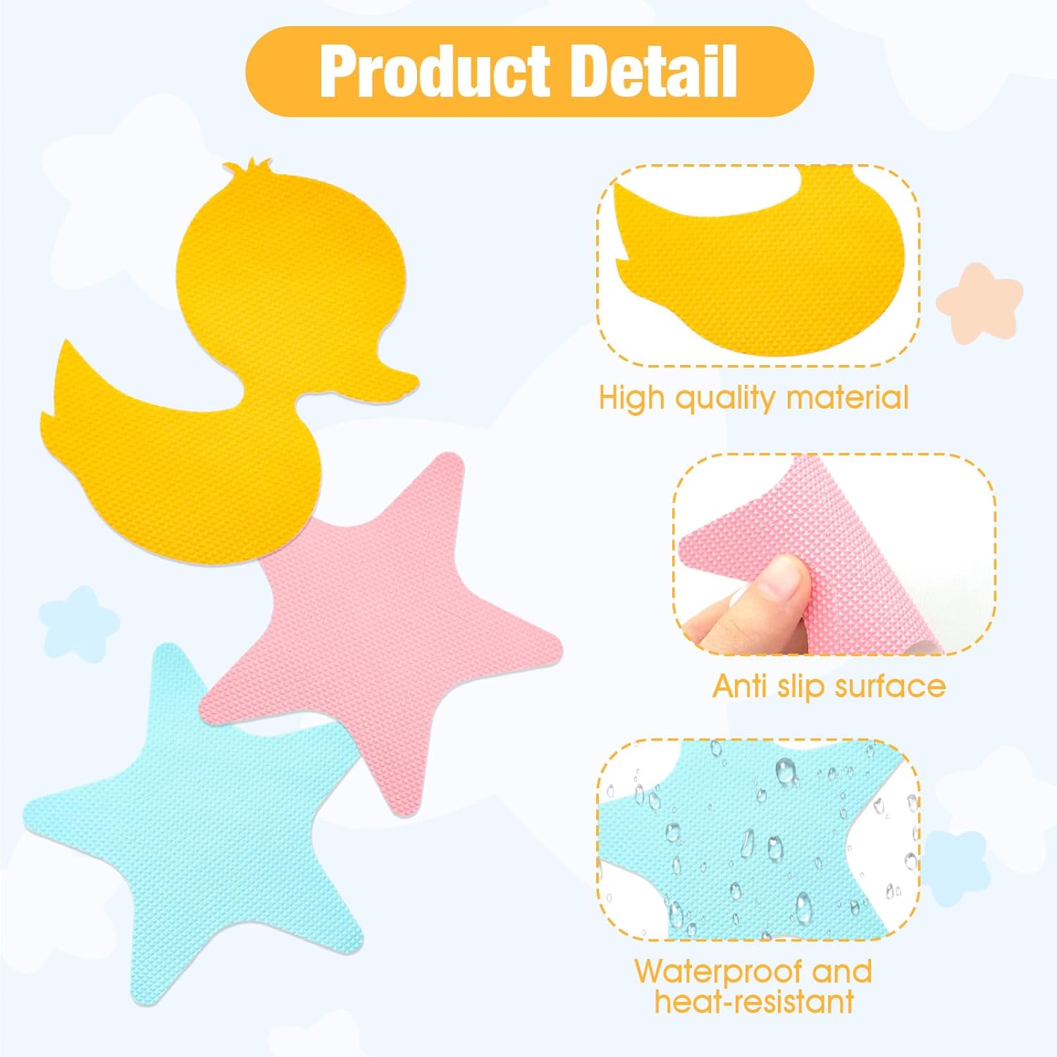 24 Pcs Duck Star Non-Slip Bathtub Sticker Set