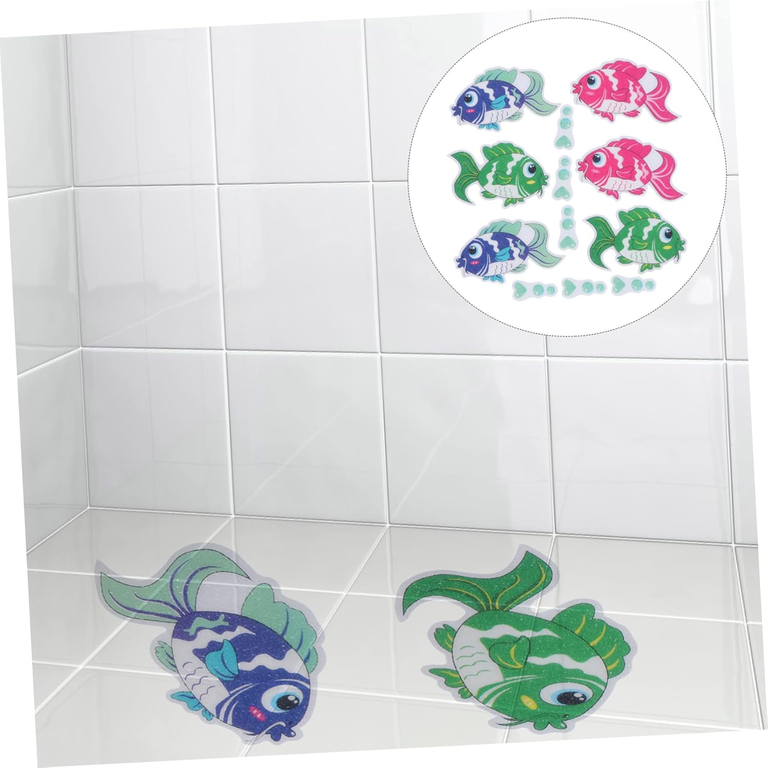 Ciieeo 6 Pack Fish Design Anti-Slip Stickers for Bathtub and Shower