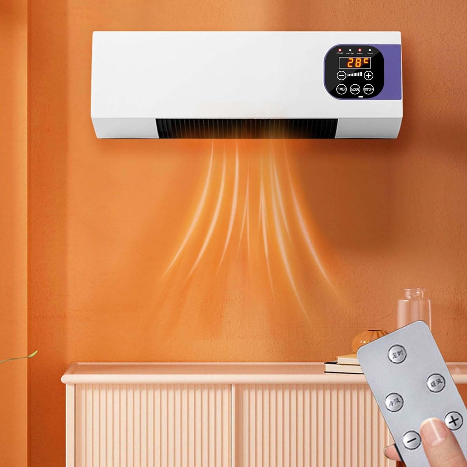 Smart Wall Heater 1500W Remote Control Fast Heating for Bedroom and Bathroom