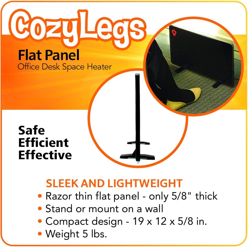 Cozy Legs Flat Panel Heater - 200W Energy Efficient 19 x 13 x 58