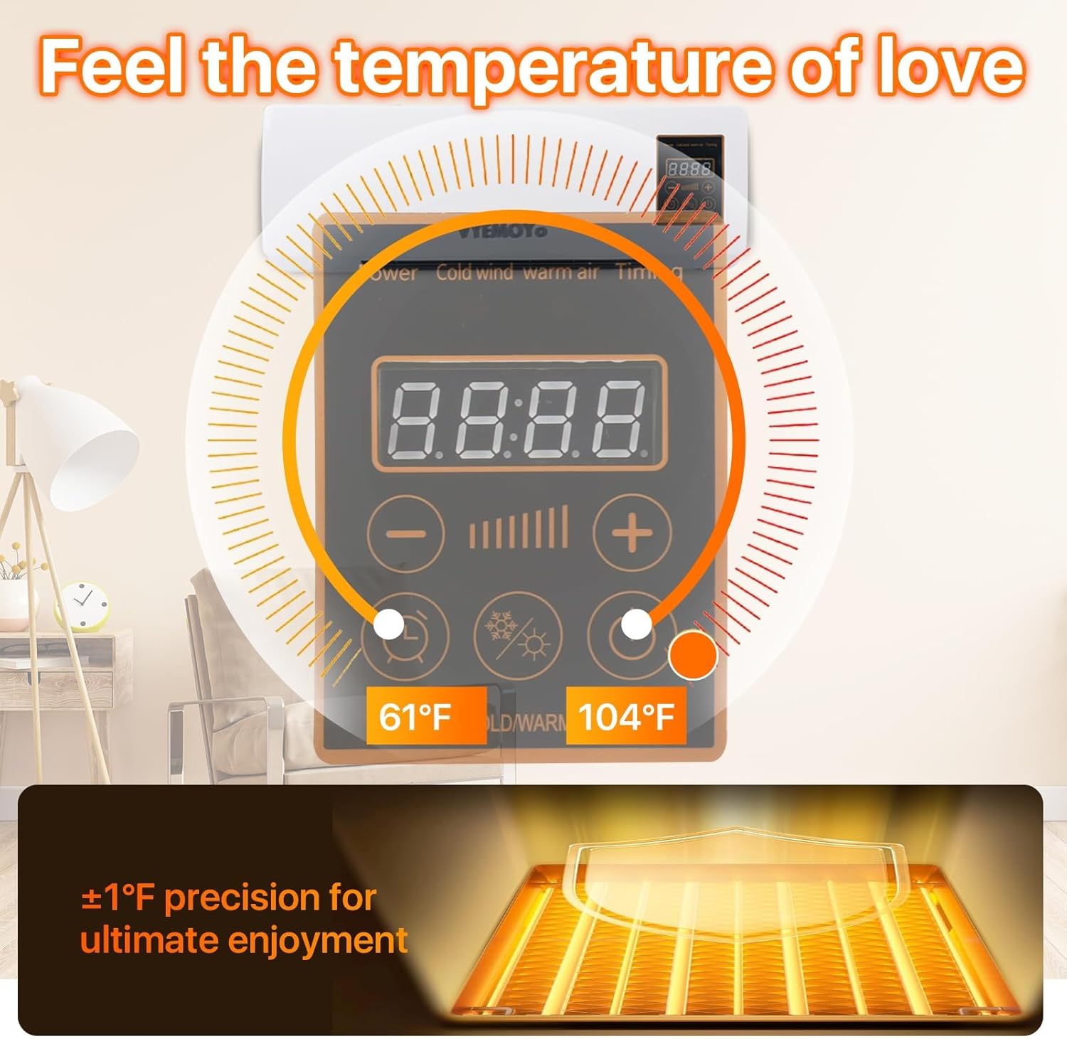 VYEMOYo Wall Heater with 1400W Fast Heating and 6H Timer