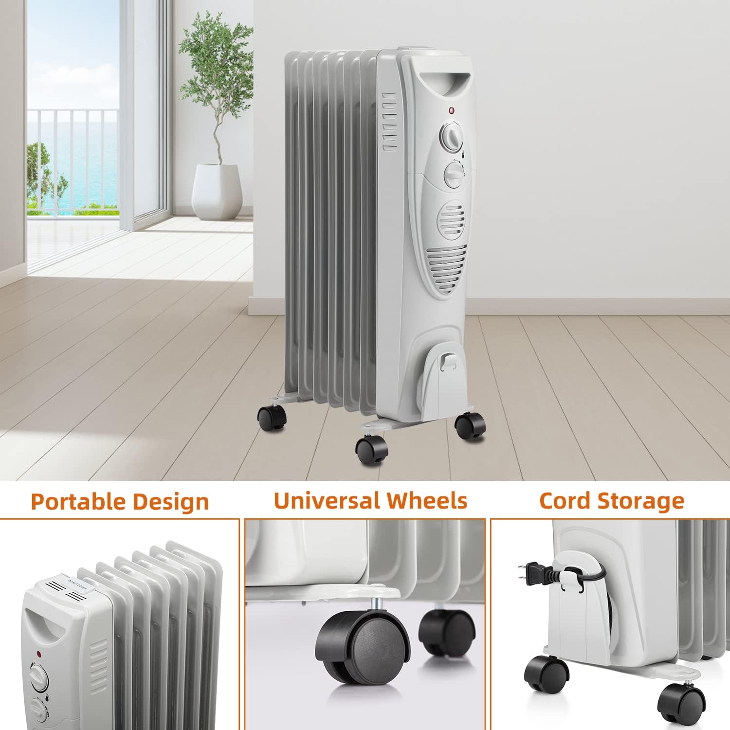 RWFLAME Oil Filled Radiator Heater 27 Grey