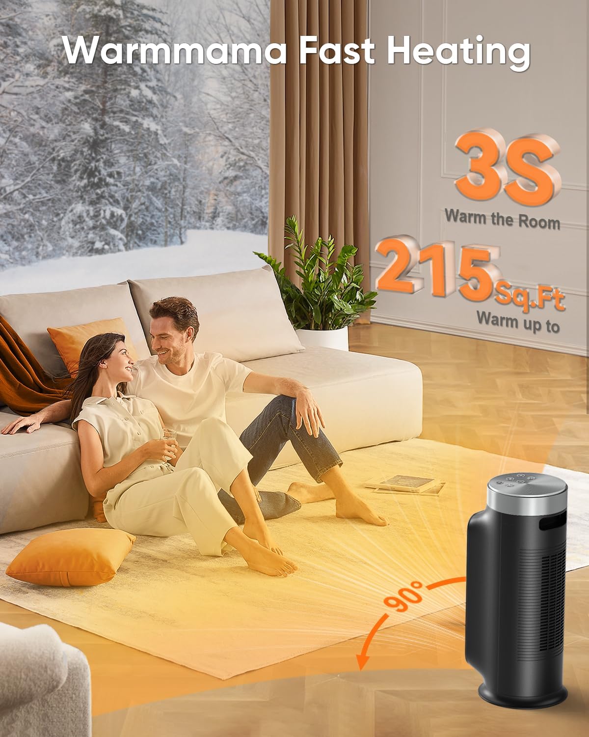 Warmmama Smart Wifi Space Heater with Remote and Eco Mode