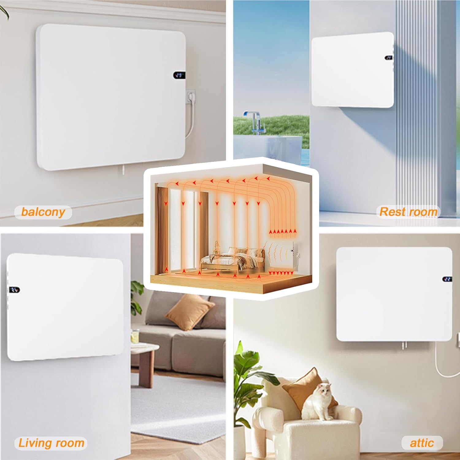 AHDFY Quiet Electric Wall Heater with Convection Technology