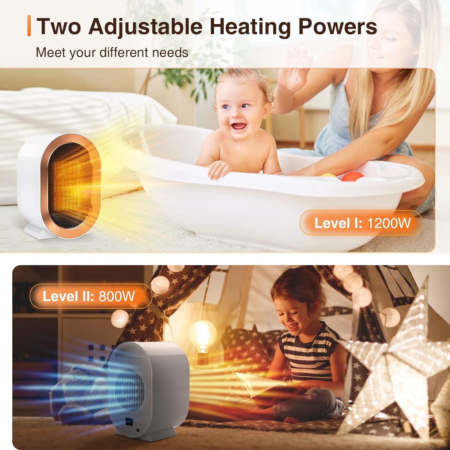 Tiptop Home 2023 PTC Ceramic Space Heater with Fast Heating and Safety Features