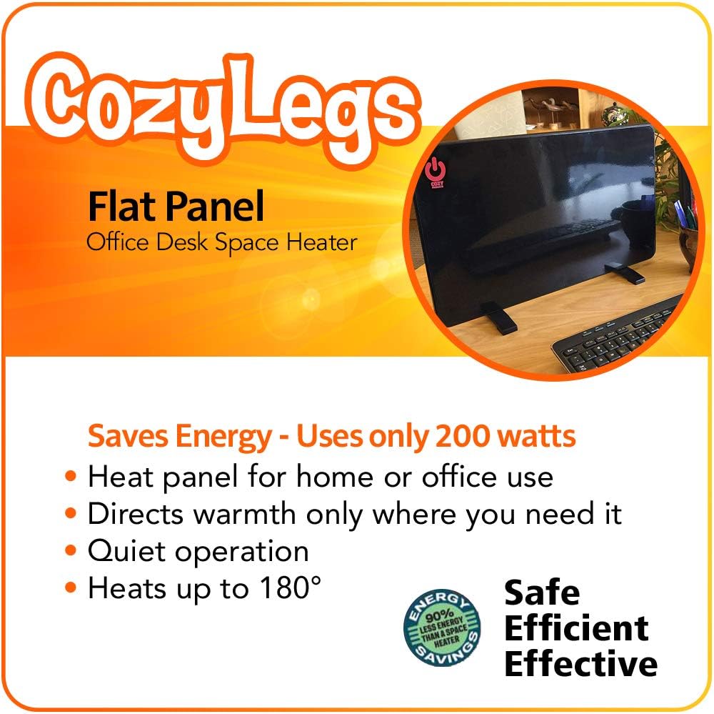 Cozy Legs Flat Panel Heater - 200W Energy Efficient 19 x 13 x 58