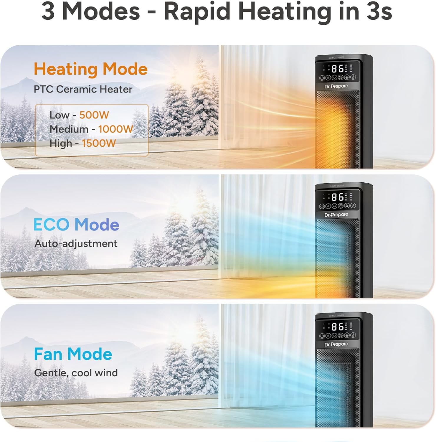 DRPREPARE 24 Electric Heater with 3D Flame and Remote Control