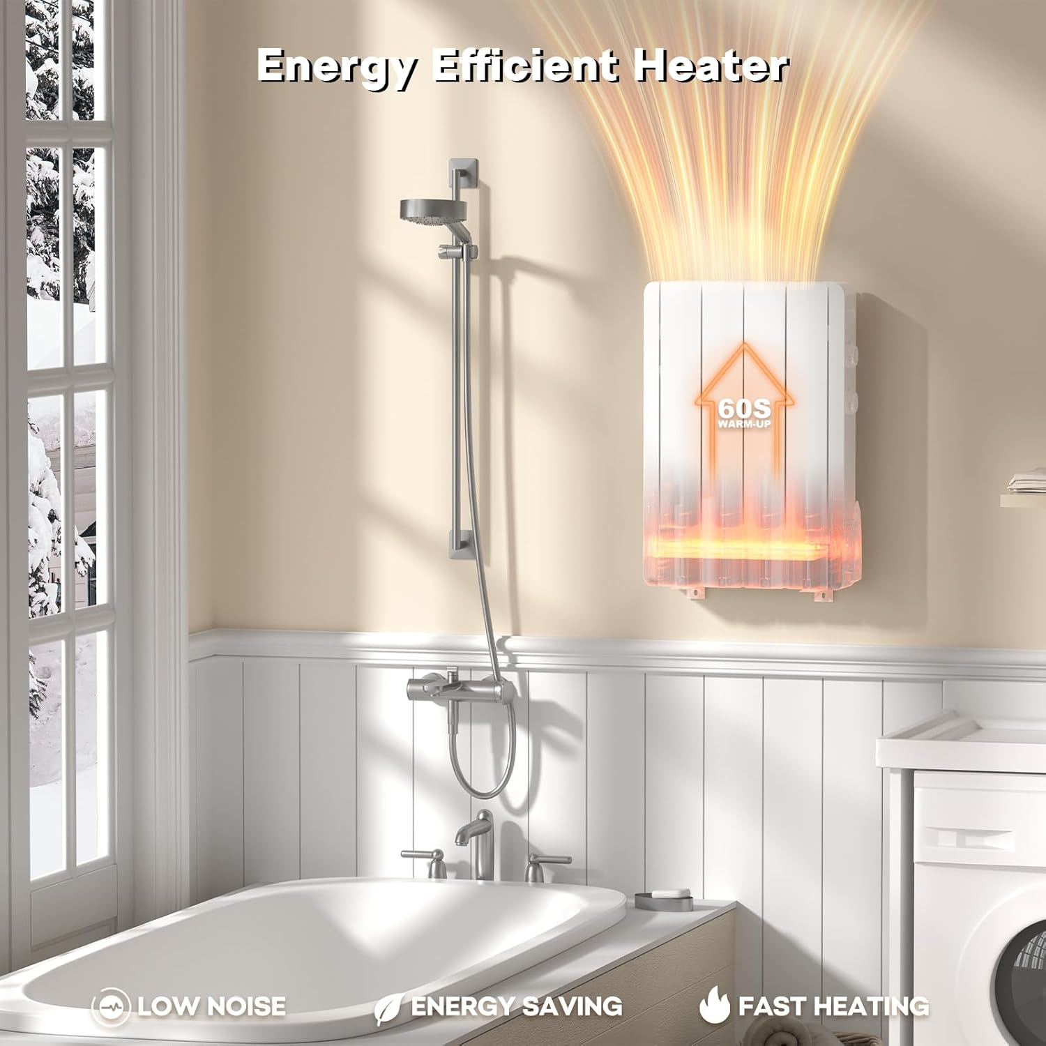 Eueiriup 800W Electric Wall Heater Portable Convection