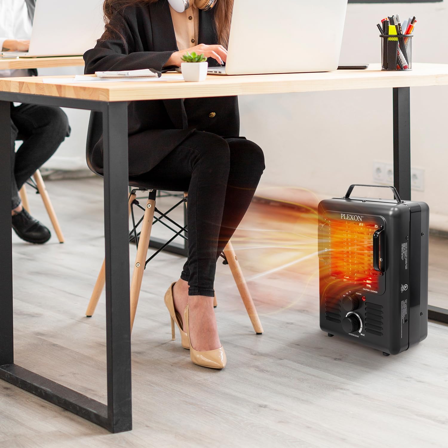 Plexon 1500W Electric Space Heater with Thermostat and Safety Features